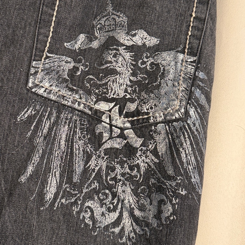 Karl Kani Gold Black Gray Dragon Baggy Jeans Y2K Vtg 34 / 32 - Picture 2 of 7
